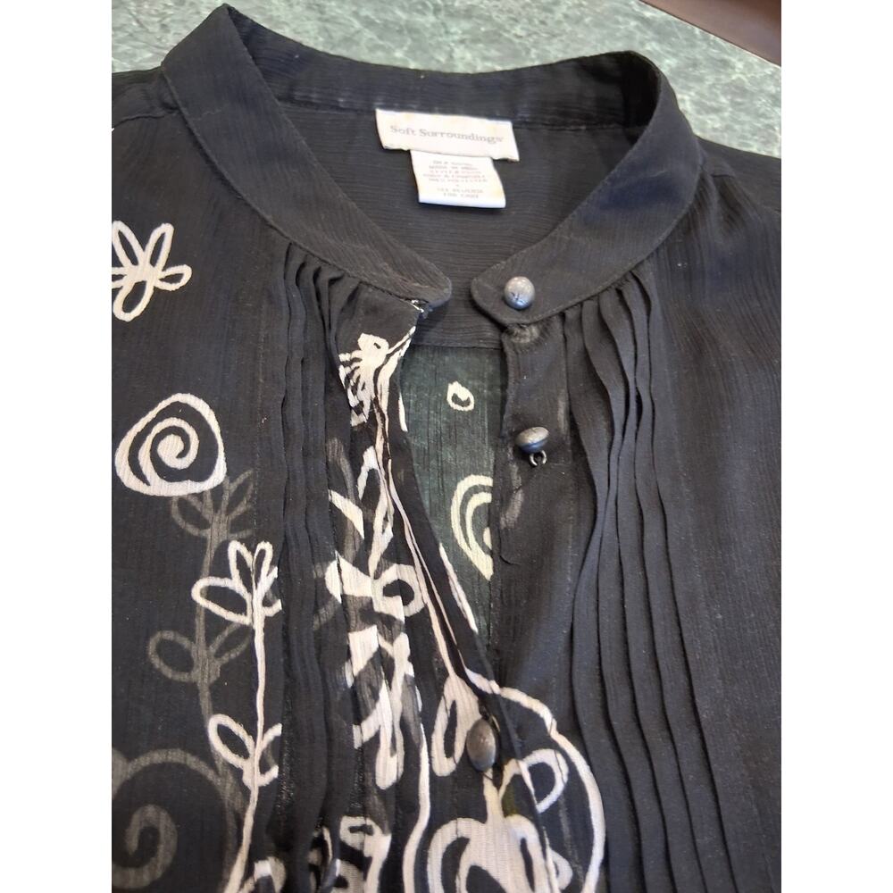 Soft Surroundings Sz L sheer Tunic Floral Blouse Cover Up Layering Top Feminine - Picture 5 of 11